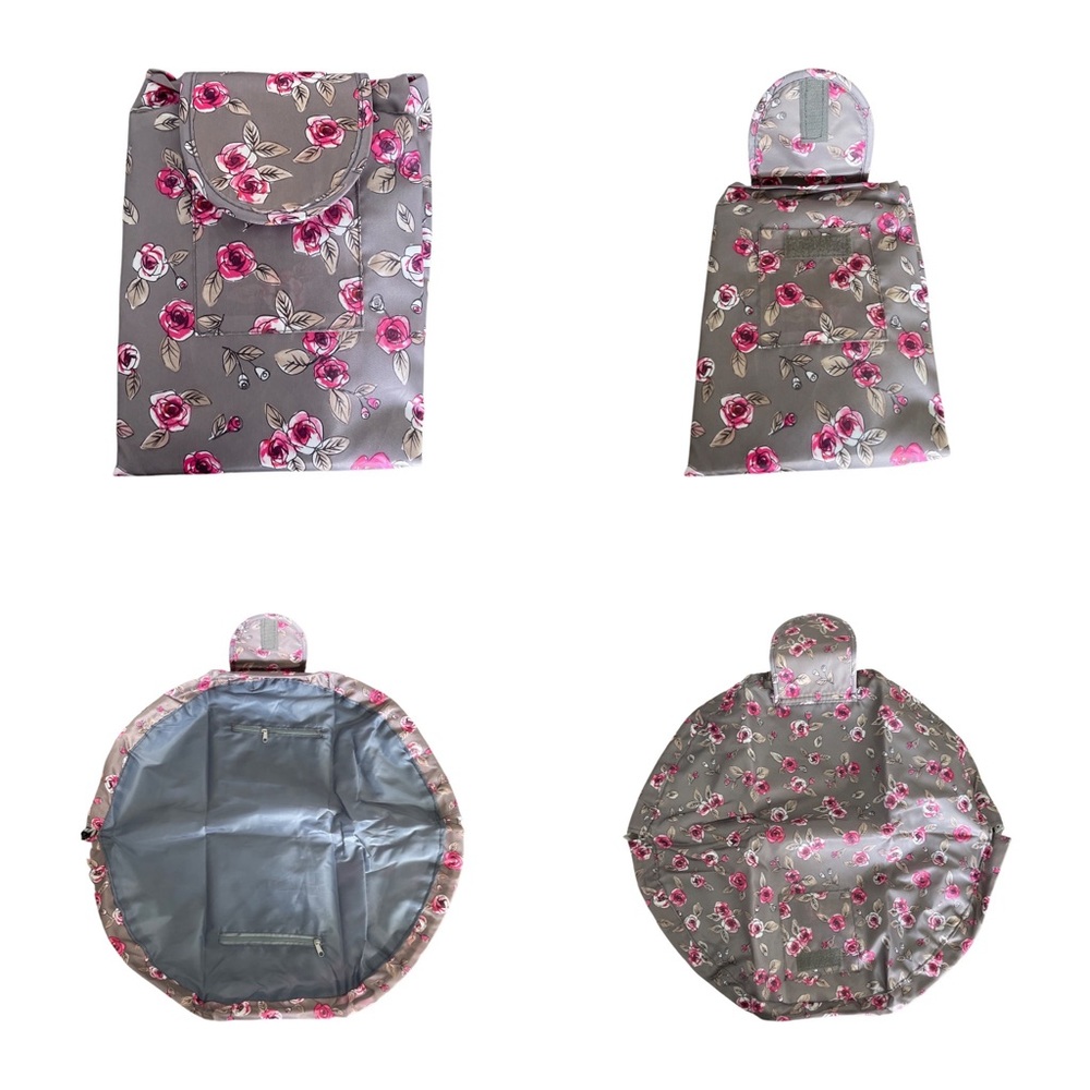 Drawstring round cosmetic bag